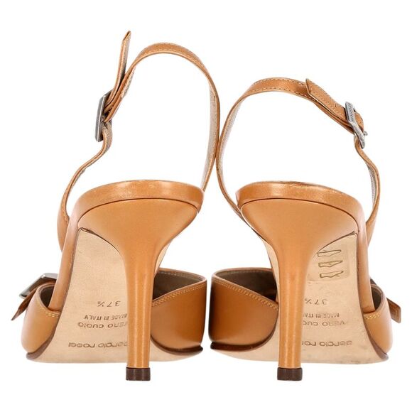 Sergio Rossi Buckle Slingback Pumps in Brown Leather - Picture 5 of 6